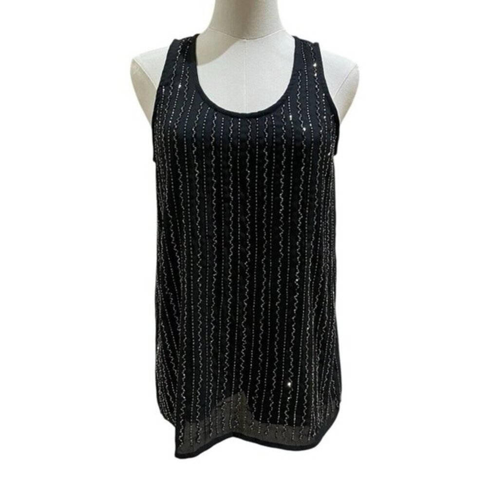 Olive & Oak Black Beaded Top Tank Sleeveless Special Occasion NWT